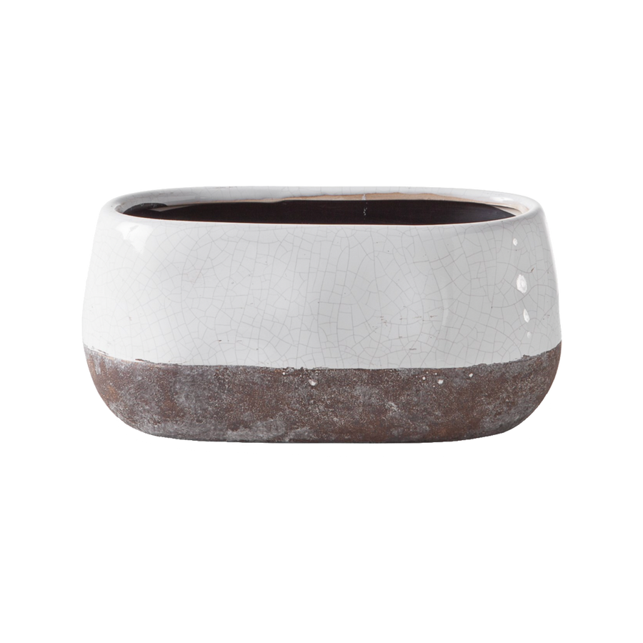Ceramic Crackle 2 Tone Oval Vase
