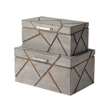 Grey wood box (Set of 2)