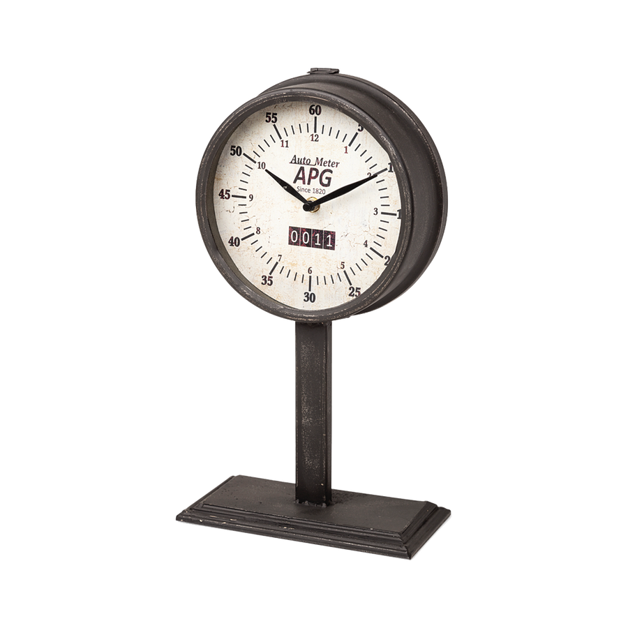 Metal round face table clock