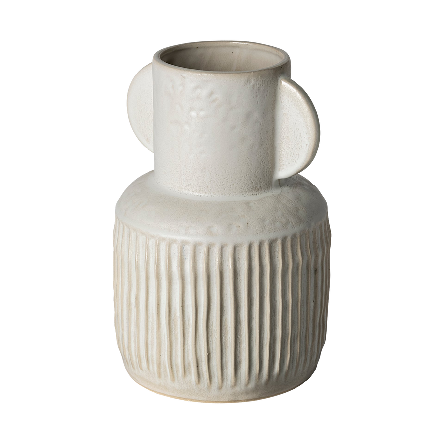 Ribbed ceramic vase large